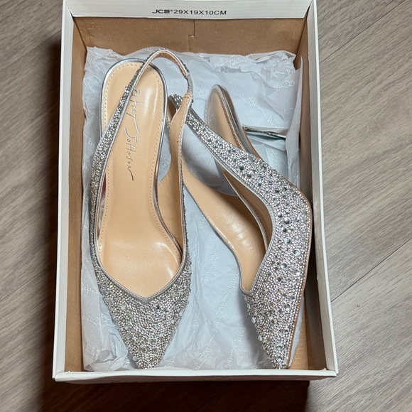 Betsey Johnson Silver Rhinestone Heels - Picture 3 of 3